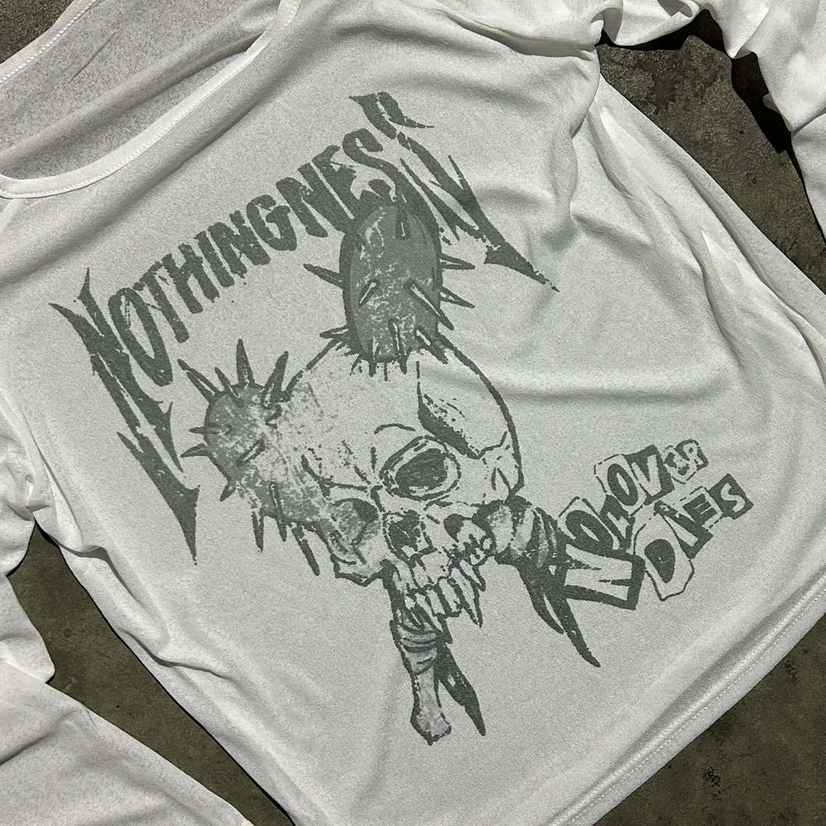 Skull Tattoo Mesh Long Sleeve