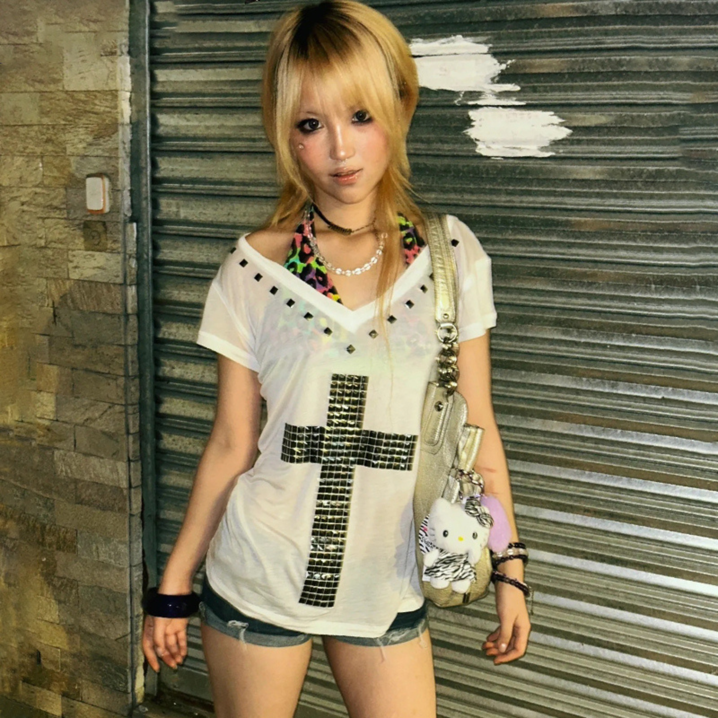 Metal Cross Sheer Tee