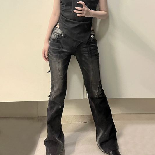 Asymmetric Flare Jeans