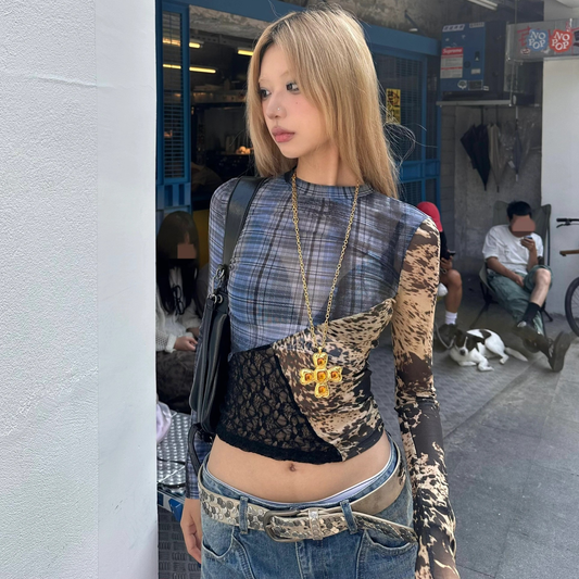 Patchwork Mesh Top