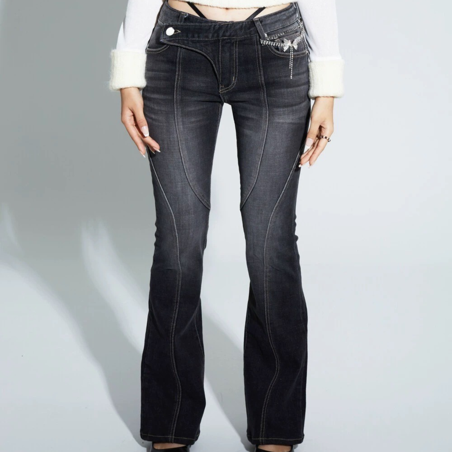 Asymmetric Flare Jeans