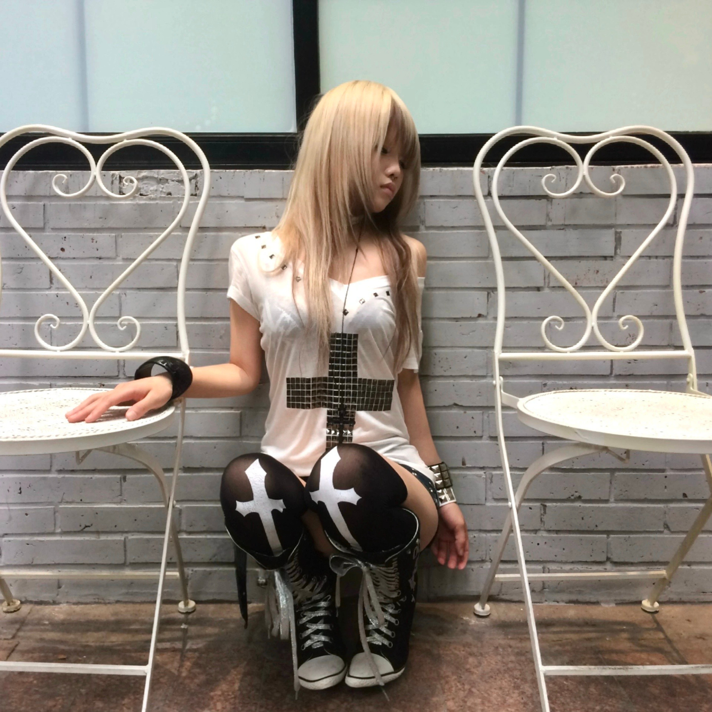 Metal Cross Sheer Tee