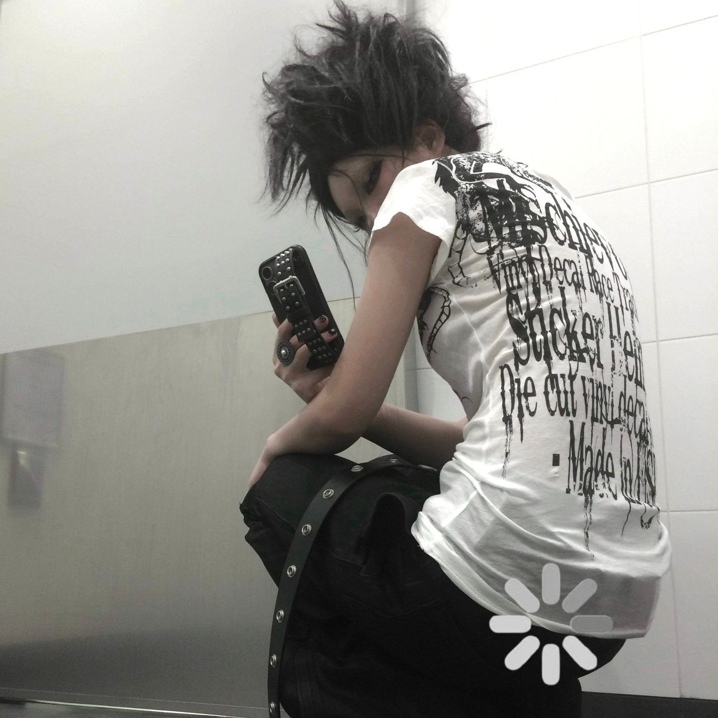 Angel Letter Sheer Tee  Y2K Grunge Off Shoulder Top