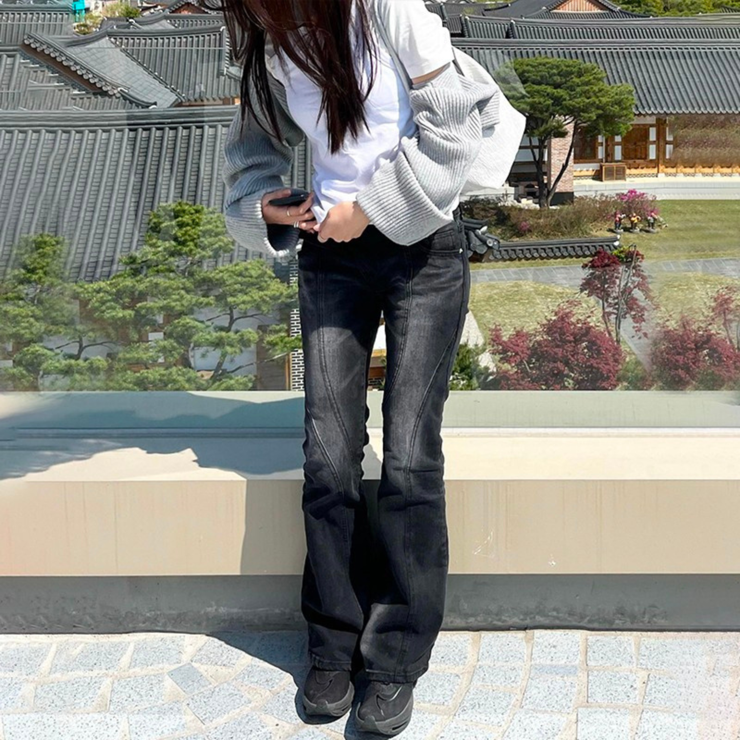 Asymmetric Flare Jeans