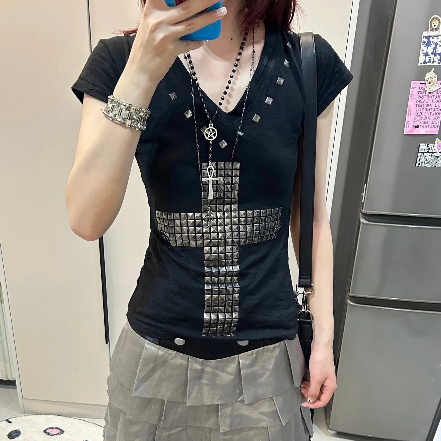 Metal Cross Sheer Tee