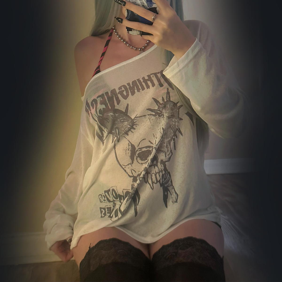 Skull Tattoo Mesh Long Sleeve